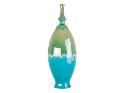 Originální multicolour nádoba ESMERALDA 61cm s víčkem v kombinaci modré a zelené barvy, kermická