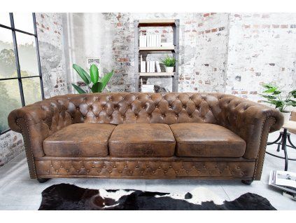 Luxusní pohovka Chesterfield 3 hnědá 205 cm