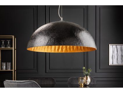 Moderní závěsná lampa Glow 70cm černo zlatá
