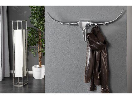 Extravagantní věšák Bull 100cm stříbrná