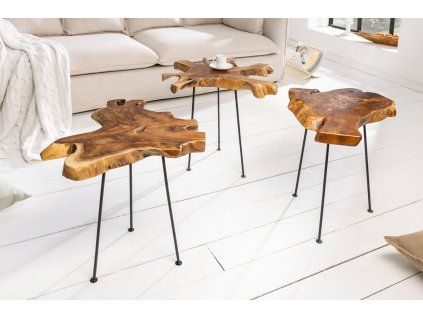 Konferenční stolek Wild 40 cm masiv teak kov