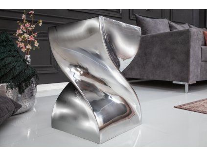 Designová stříbrná kovová stolička Twist
