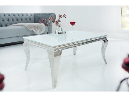 Luxusní konferenční stolek Modern Barock 100 cm bílý