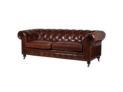 Luxusní kožená sedačka Chesterfield 224 cm