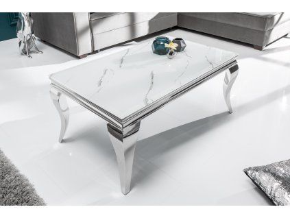 Luxusní konferenční stolek Modern Barock 100 cm bílý mramor