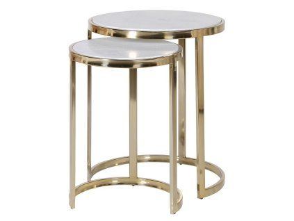 Art deco příruční stolky Marle White set 2 zlatý kov