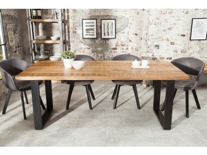 Luxusní industriální jídelní stůl Aero Mango II 200cm z masivu