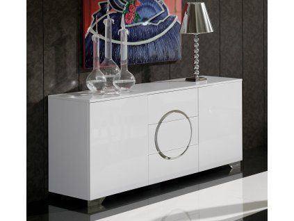 Designový moderní příborník Twito Circle bílý 160cm