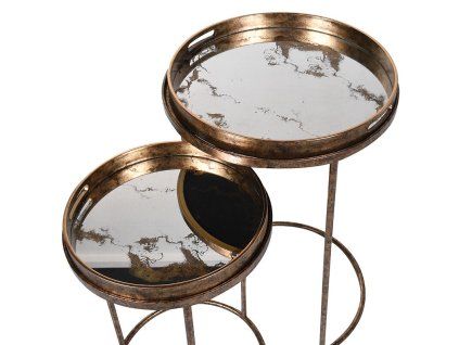 Art-Deco set příručních stolků Marble Mirror 