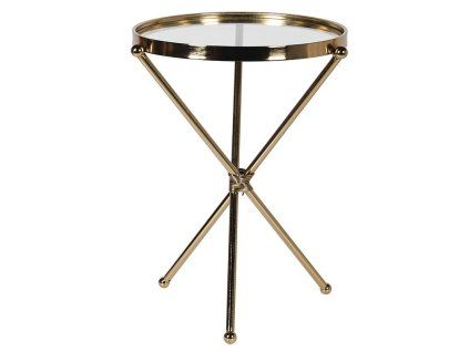 Art Deco odkládací stolek Fesnie 55cm sklěněná deska zlatý