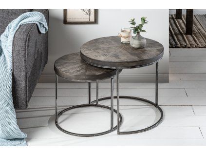 Sada odkládacích stolků Element šedá akácie moderní design