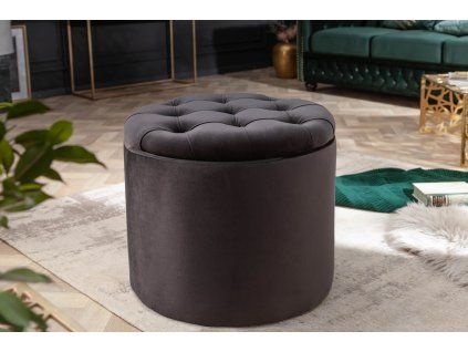 Designový čalouněný taburet Modern Barock černý s úložným prostorem