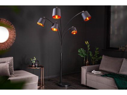 Moderní stojací lampa Levels 202cm černá/zlatá