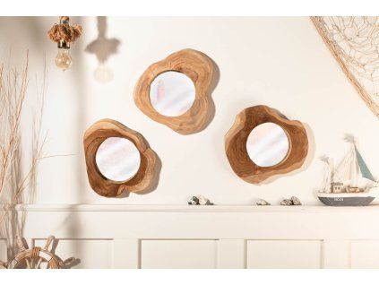 Stylové nástěnné zrcadlo Relle 31cm z masivního dřeva teak