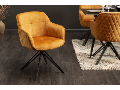 Designová otáčecí židle Claudia žlutá