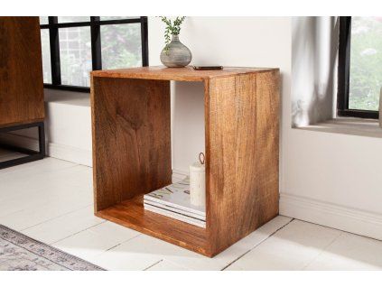 Stylová čtvercová police Box Makassar 43 cm mango