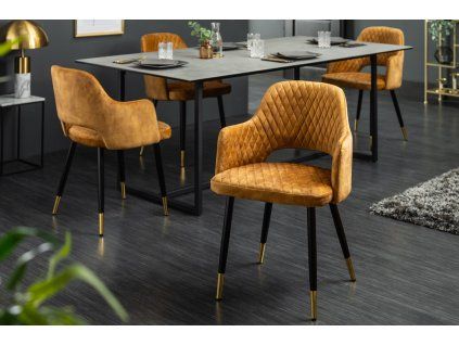 Designová židle Patty žlutý samet