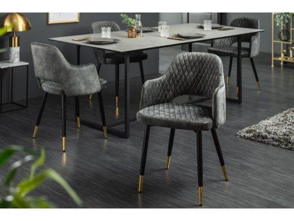 Designová židle Patty šedozelený samet