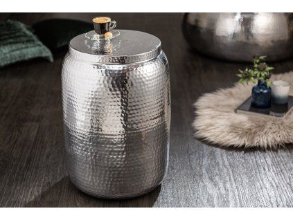 Příruční stolek Optik 35 cm stříbrný kov orientální design