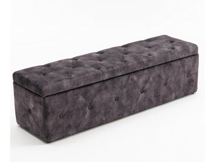 Designová šedá lavice s úložným prostorem a čalouněním.