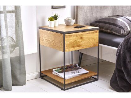 Noční stolek Scorpion 40 cm dubový dekor moderní design