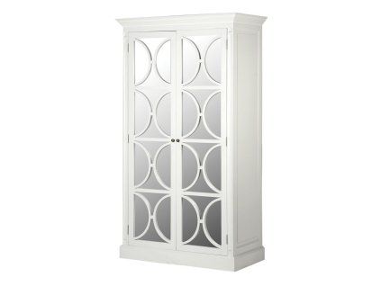 Venkovská zrcadlová šatní skříň White Ariano 120cm bílá
