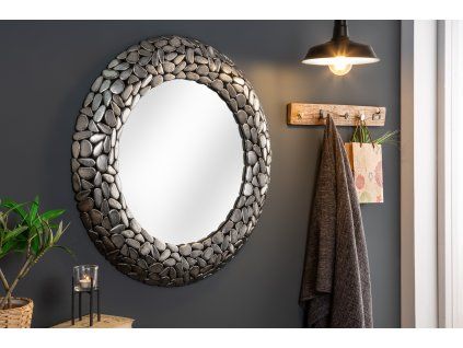 Stylové kulaté nástěnné zrcadlo Stoneridge 82cm stříbrné