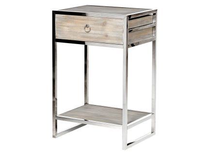 Stylový noční stolek Fir Wood 75cm nerezová ocel