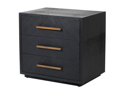 Stylový noční stolek Black&Brass 61cm černý z masivu