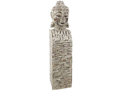 Dřevěná socha Buddha 75cm na podstavci
