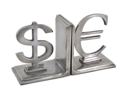 Stylové zarážky na knihy DOLLAR-EURO hliník