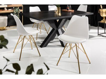 Designová jídelní židle bílá ekokůže