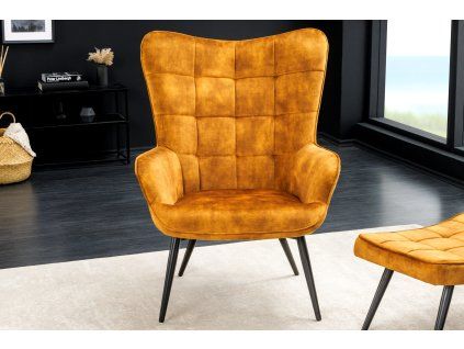 Designové žluté křeslo Scandinavia samet