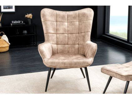 Designové krémové křeslo Scandinavia samet