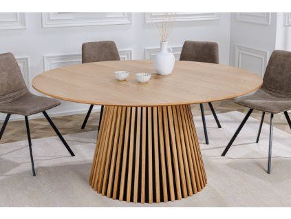 Stylový kulatý jídelní stůl Valle 140cm dub