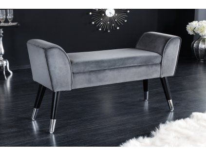 Stylová čalouněná lavička Sandra 90cm šedá samet