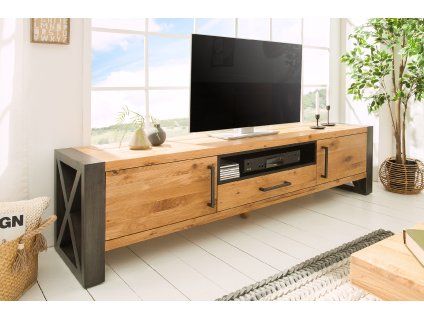 Industriální TV stolek THOR 200cm masiv divoký dub
