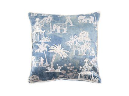 Stylový polštář Delhi Palm Tree 45x45cm modrý