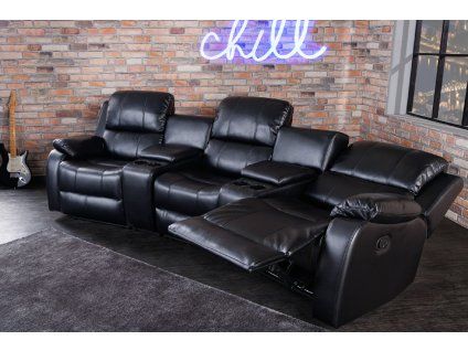 Relaxační kino křeslo New York třímístné černé