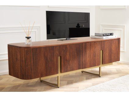 Designový Art-Deco televizní stolek Gold Carltone 160cm mango