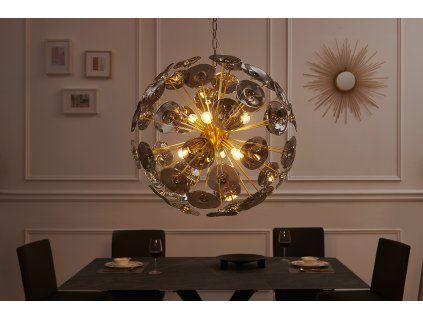 Designová závěsná lampa Infinity zlatá/sklo