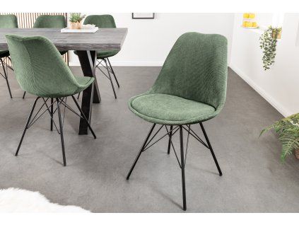 Designová jídelní židle zelený manšestr