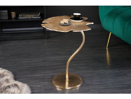 Příruční stolek Leaf Ginkgo 53 cm zlatý kov listový design
