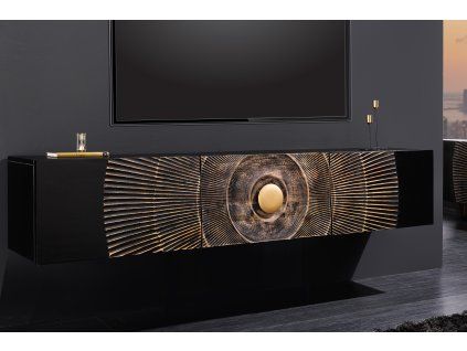 Orientální závěsný TV stolek Golden Sunset 160 cm černý