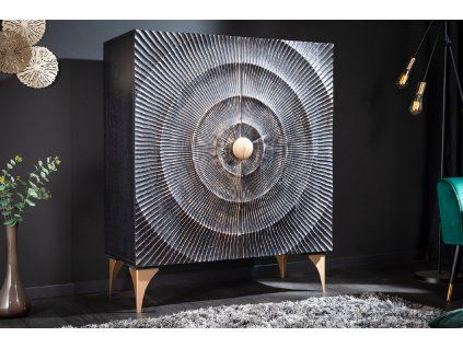 Orientálni skříňka Golden Sunset 120cm černá/zlatá