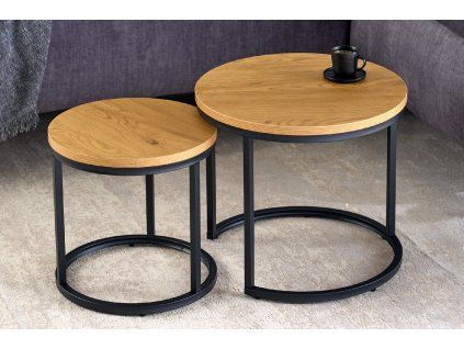 Sada konferenčních stolků Elegance 45 cm divoký dub kov