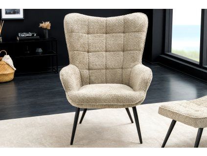 Designové retro křeslo Scandinavia Teddy greige