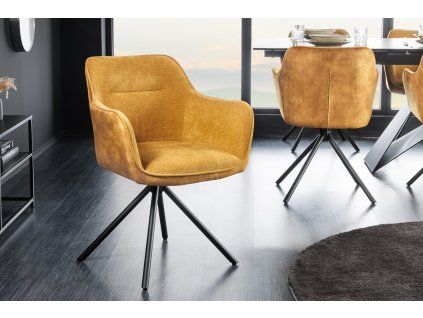 Designová otočná židle Verona žlutá
