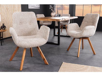 Designová otočná židle Baltic béžová bouclé