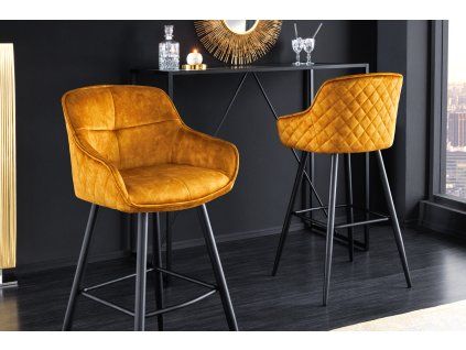 Designová barová židle Claudia žlutá
